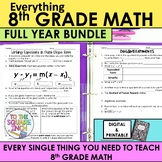 8th Grade Math Curriculum Ultimate Bundle | Notes, Task Ca