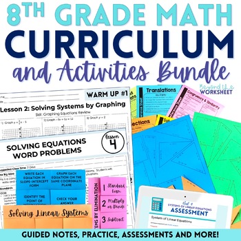 Preview of 8th Grade Math Curriculum and Supplemental Activities Bundle