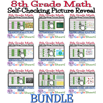 Preview of 8th Grade Math DIGITAL PICTURE REVEAL BUNDLE