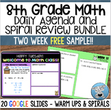 8th Grade Math Daily Agenda and Spiral Review - TWO WEEKS FREE
