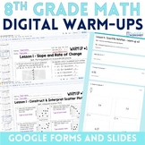 8th Grade Math Digital Warm Ups / Bell Ringers