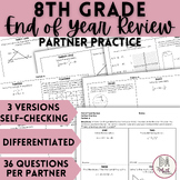 8th Grade Math End of Year Test Prep Review Partner Practi