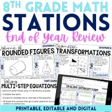 End of Year 8th Grade Math Review Stations