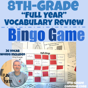 Preview of 8th Grade Math - End of Year - Vocabulary Review Bingo Game