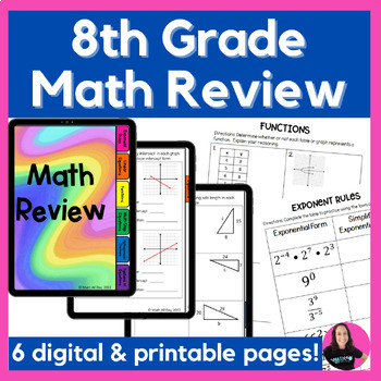 Preview of 8th Grade Math End of the Year or Back to School Review Activities