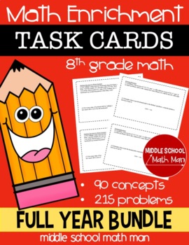 Preview of 8th Grade Math Enrichment Task Cards Full Year Bundle