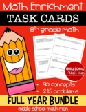 8th Grade Math Enrichment Task Cards Full Year Bundle