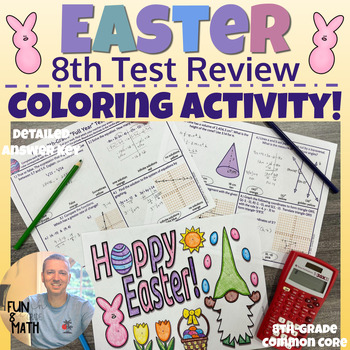 Preview of 8th Grade Math - Entire Year Test Review - Easter Coloring Activity