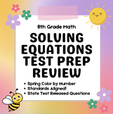 8th Grade Math Equations Test Prep Review Spring Color by Numbers