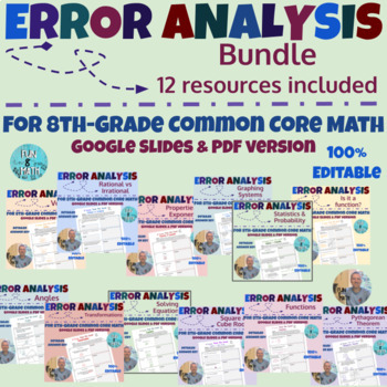 Preview of 8th Grade Math Error Analysis Bundle (12 resources included)