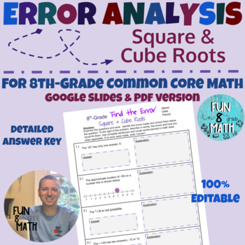 Preview of 8th Grade Math Square & Cube Roots Error Analysis