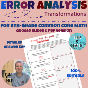 Preview of 8th Grade Math Transformations Error Analysis