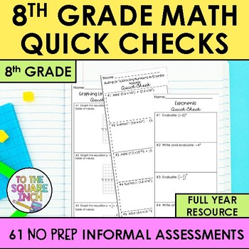 Preview of 8th Grade Math Exit Slips - Informal Math Assessments for 8th Grade