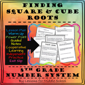 Preview of 8th Grade Math - Finding Square and Cube Roots - Lesson and Activities