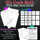 8th Grade Math Pre-Test, Gallery Walk, Game