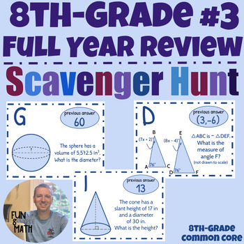 Preview of 8th-Grade Math Full Year Review Scavenger Hunt Activity #3