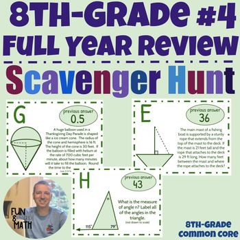 Preview of 8th-Grade Math Full Year Review Scavenger Hunt Activity #4