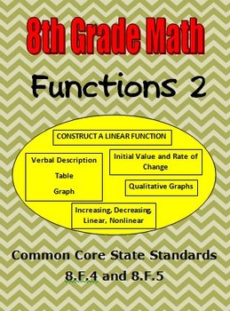 Preview of 8th Grade Math - Functions (2) - Construct, Interpret, Describe - CCSS 8.F.4-5