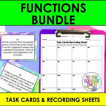 Preview of 8th Grade Math Functions Task Card Bundle