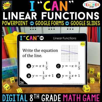 Preview of 8th Grade Math Game DIGITAL | Linear Functions & Graphs | Distance Learning