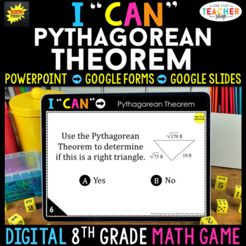 Preview of 8th Grade Math Game DIGITAL | Pythagorean Theorem | Distance Learning