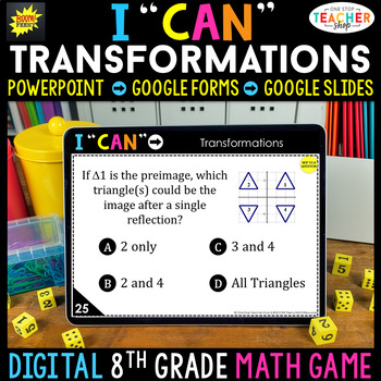 Preview of 8th Grade Math Game DIGITAL | Transformations  | Distance Learning