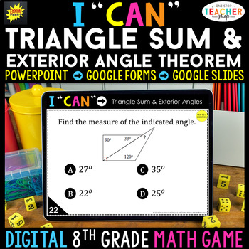 Preview of 8th Grade Math Game DIGITAL | Triangle Sum & Exterior Angle Theorem
