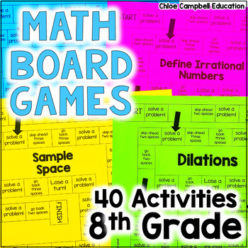 Preview of 8th Grade Math Games - Math Review - Activities for the Entire Year BUNDLE