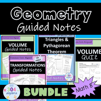 Preview of 8th Grade Math - Geometry Guided Notes Bundle