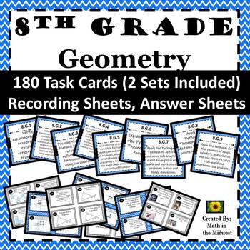 Preview of 8th Grade Math Geometry Task Card Bundle