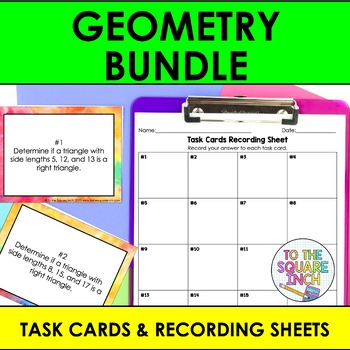 Preview of 8th Grade Math Geometry Task Card Activity Bundle