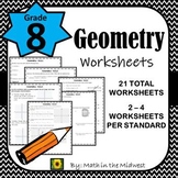 8th Grade Math Geometry Homework/Worksheets