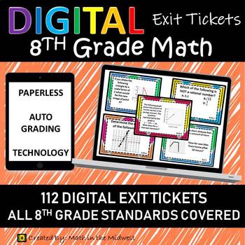 Preview of 8th Grade Math Google Classroom Exit Tickets/Exit Slips, Distance Learning