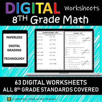 Preview of 8th Grade Math Worksheets/Homework for Google Classroom, Distance Learning