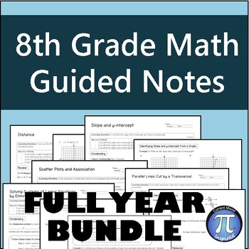 Preview of 8th Grade Math Guided Notes Bundle│Full Year