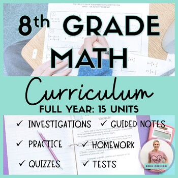 Preview of 8th Grade Math Pre Algebra Guided Notes Curriculum Year Long Bundle Practice