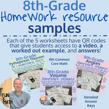 Preview of 8th Grade Math - Homework Resource - SAMPLES