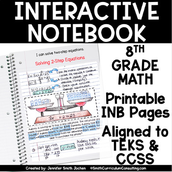 Preview of 8th Grade Math Interactive Notebook Bundle - TEKS CCSS Printable