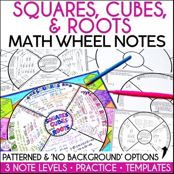 Preview of Square Roots & Cube Roots Worksheet 8th Grade Math Wheel Interactive Notebook