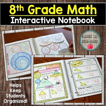 Preview of 8th Grade Math Interactive Notebook with Guided Notes and Examples