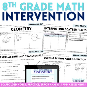 Preview of 8th Grade Math Intervention Program: Remediation, Practice, and Mastery | RTI