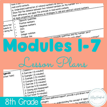 Preview of 8th Grade Math Modules 1-7 Lesson Plan {Growing} Bundle