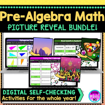 Preview of Pre-Algebra (8th/9th) Math Mystery Activities for the whole Year! {MEGA BUNDLE}
