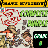 8th Grade Math Mystery COMPLETE BUNDLE Fun Math Review Act