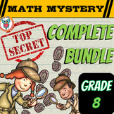 8th Grade Math Mystery COMPLETE BUNDLE Fun Math Review Activities