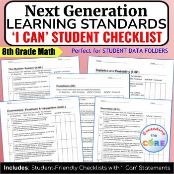 Preview of 8th Grade Math Next Generation Learning Standards 'I CAN' STUDENT CHECKLISTS