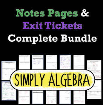 Preview of 8th Grade Math Notes Pages and Exit Tickets Complete Bundle (fully editable!)