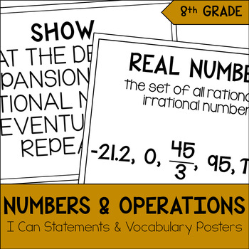 Preview of 8th Grade Math Number System I Can & Vocabulary Wall Posters
