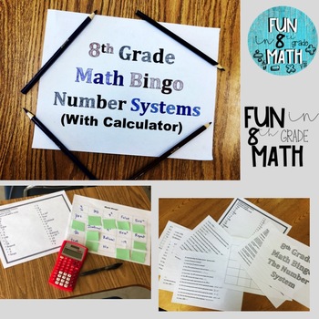 Preview of 8th Grade Math Number System (Exponents, Square & Cube Roots) Review Bingo