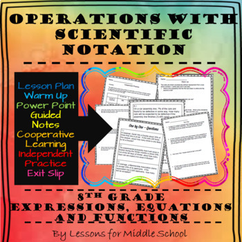 Preview of 8th Grade Math - Operations with Scientific Notation - Lesson and Activities